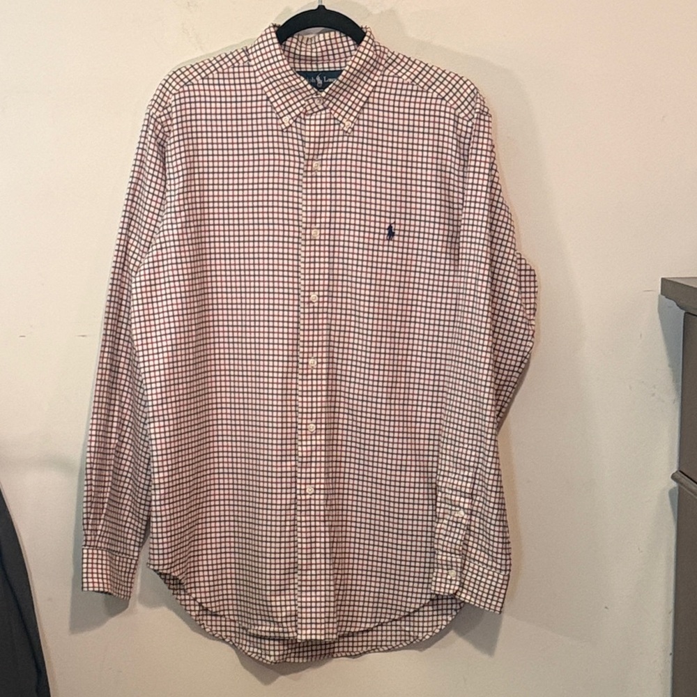 Ralph Lauren Men's Red and White Checkered Shirt